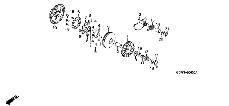 DRIVE FACE/ KICK STARTER SPINDLE