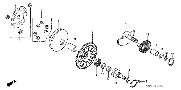 DRIVE FACE/ KICK STARTER SPINDLE