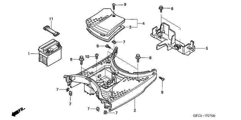 FLOOR FOOTPEG/FOOTREST/BATTERY