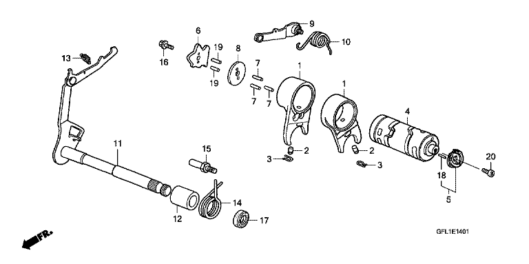 SHIFT DRUM/SHIFT FORK (Z50J9,B,C,E)