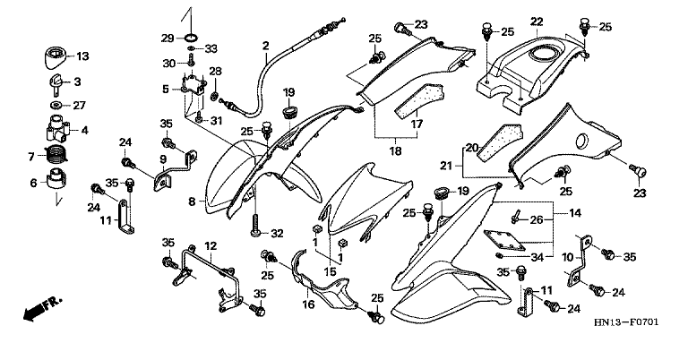 FRONT FENDER/REVERSE LEVER (TRX400EX5,6)