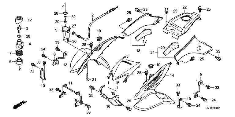 FRONT FENDER/REVERSE LEVER (TRX400EX7)