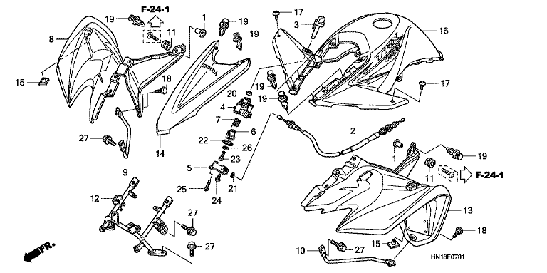 FRONT FENDER/REVERSE LEVER (TRX400EX8/X9/XC/XD)