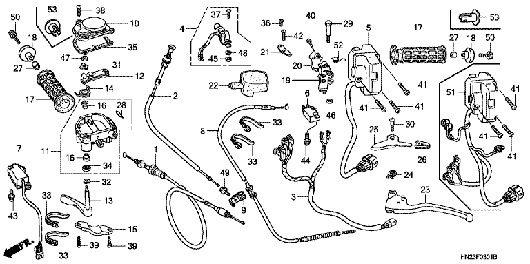 HANDLE LEVER/SWITCH/CABLE (TRX500FA5/6/7/8)