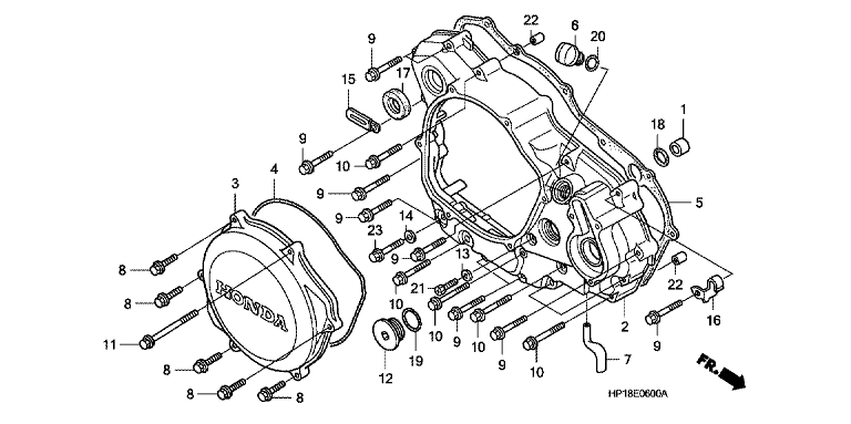 R. CRANKCASE COVER (TRX450R4,5)
