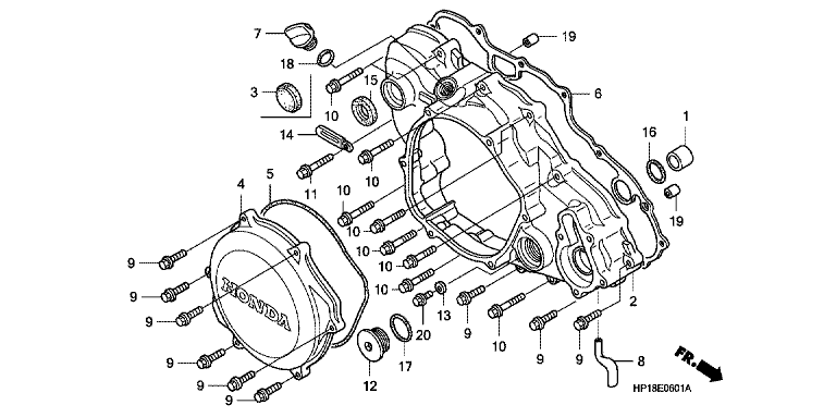 R. CRANKCASE COVER (TRX450R6,7,8/ER6,7,8)