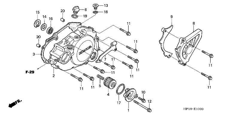 L. CRANKCASE COVER (TRX450R4,5)