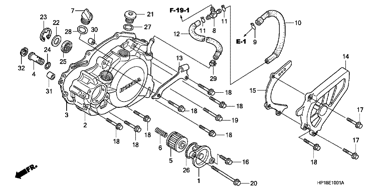 L. CRANKCASE COVER (TRX450R6,7,8/ER6,7,8)
