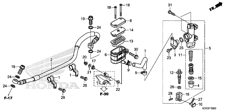 REAR BRAKE MASTER CYLINDER (MC250/W)
