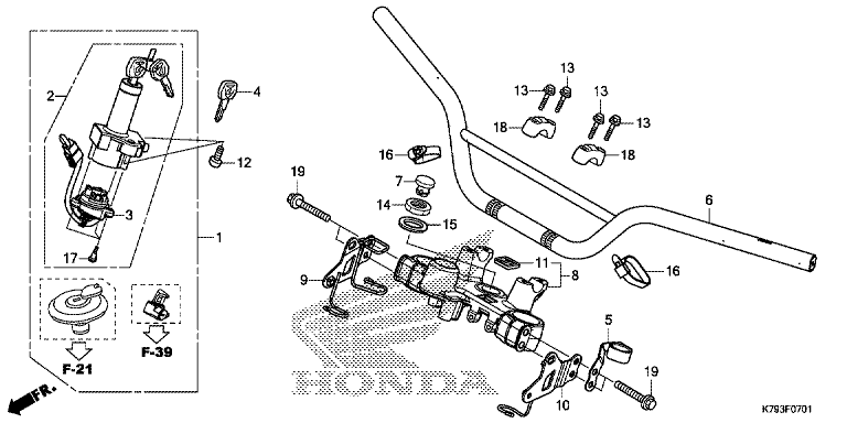 HANDLE BAR/TOP BRIDGE (XR190CT)