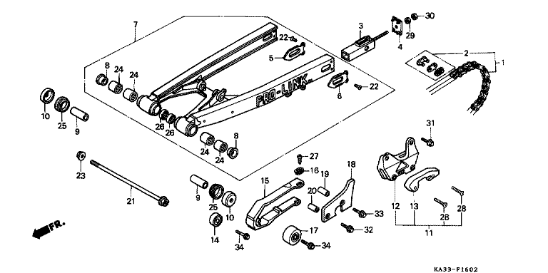 REAR FORK/DRIVE CHAIN (3)