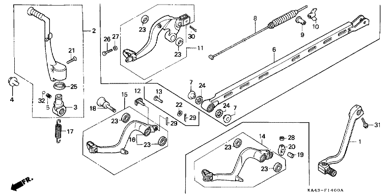 CHANGE PEDAL/BRAKE PEDAL/KICK STARTER ARM