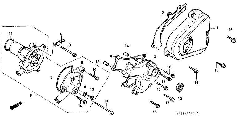 LEFT REAR COVER/WATER PUMP