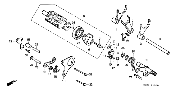 GEARSHIFT DRUM/GEARSHIFT FORK