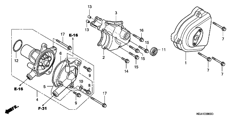 LEFT REAR COVER/ WATER PUMP