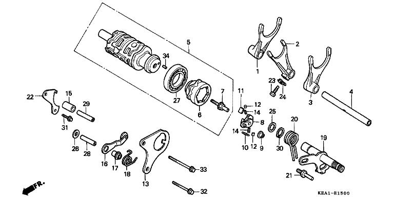 GEARSHIFT DRUM/GEARSHIFT FORK
