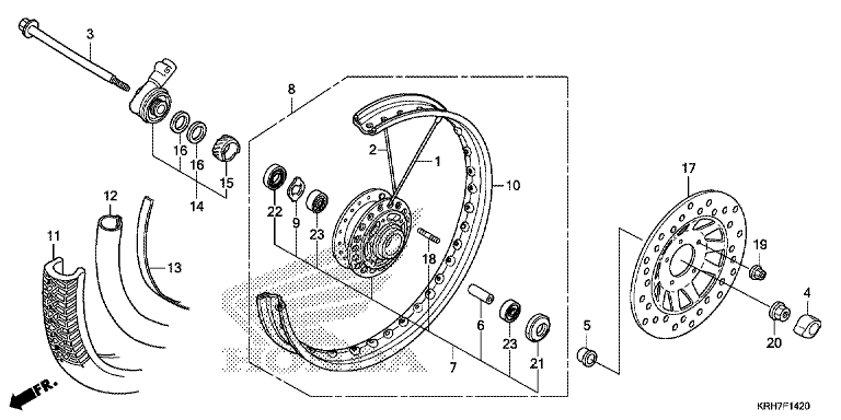 FRONT WHEEL (XR125LEK/XR150LEK)