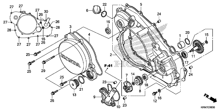 R. CRANKCASE COVER/WATER PUMP