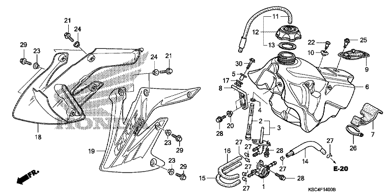FUEL TANK (CRF250X'04,'05,'06,'07)