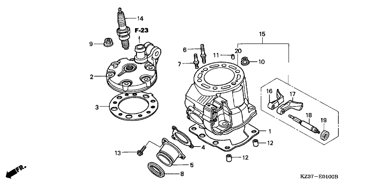 CYLINDER/CYLINDER HEAD (CR250R2-4)