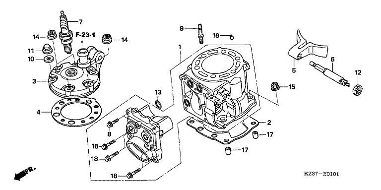 CYLINDER/CYLINDER HEAD (CR250R'05-'07)