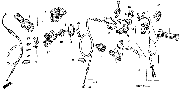 HANDLE LEVER/SWITCH/CABLE (CR250R4-7)