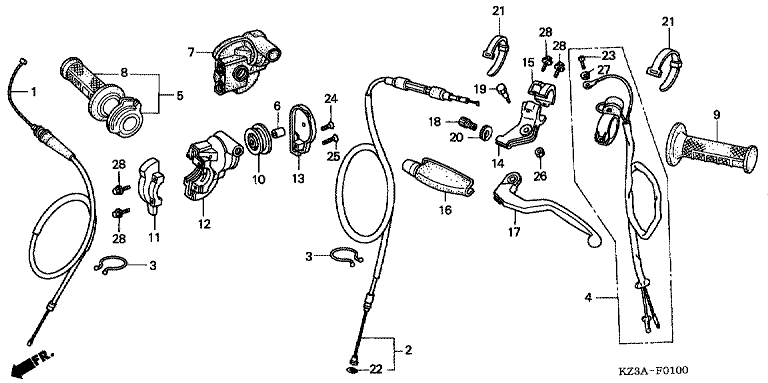 HANDLE LEVER/SWITCH/CABLE (CR250R'02,'03)