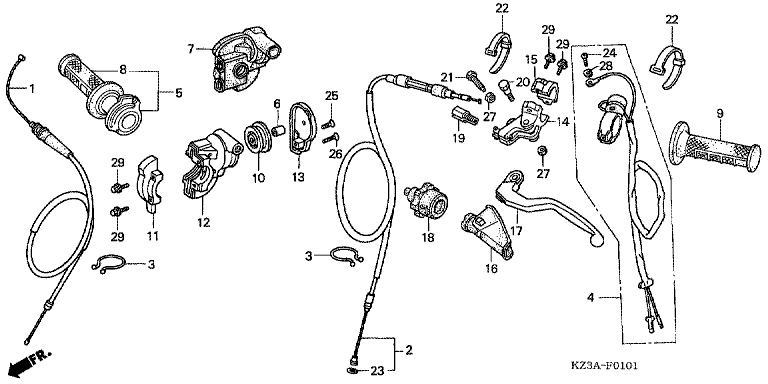 HANDLE LEVER/SWITCH/CABLE (CR250R'04-'07)