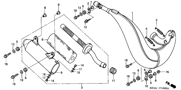 EXPANSION CHAMBER (CR250R'02-'04)