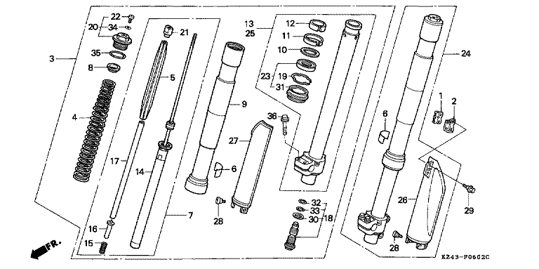FRONT FORK (CR125RN/RP)