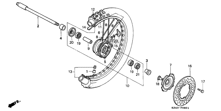 FRONT WHEEL (CR125RN/RP/RR)