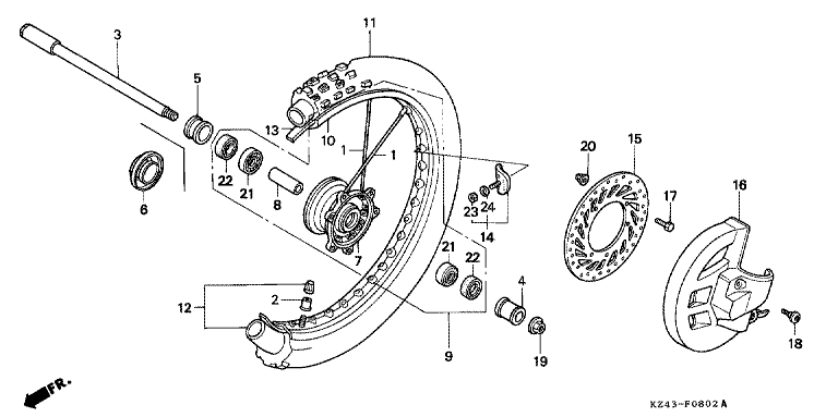 FRONT WHEEL (CR125RS/RT/RV)