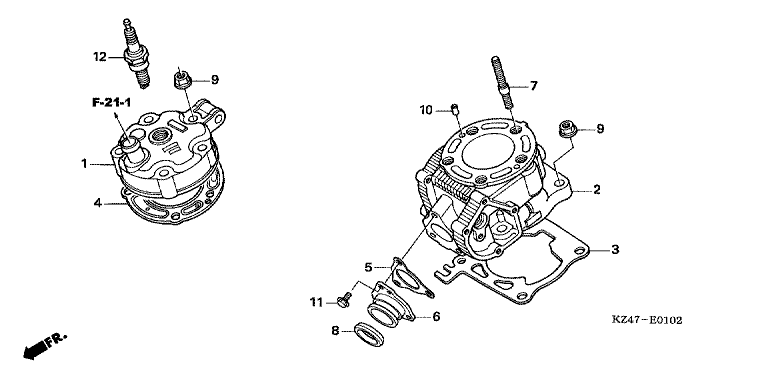 CYLINDER/CYLINDER HEAD (CR125R5-7)