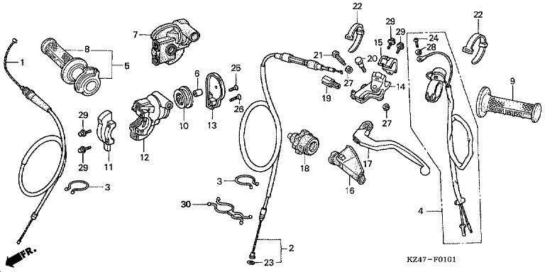 HANDLE LEVER/SWITCH/CABLE (CR125R4-7)