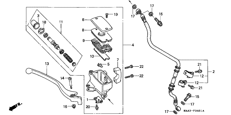 FR. BRAKE MASTER CYLINDER (VT1100CV/CW/C2)