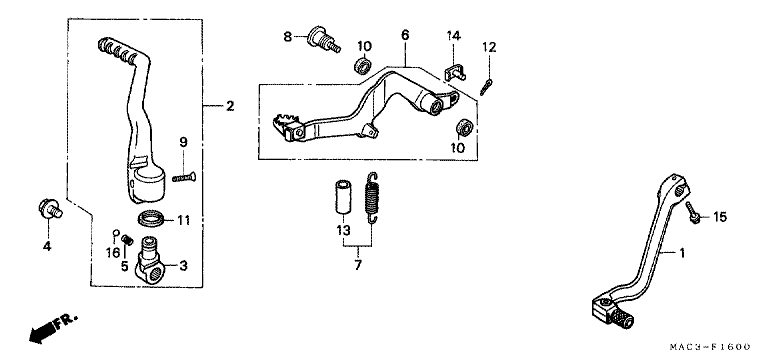 CHANGE PEDAL/BRAKE PEDAL/KICK STARTER ARM