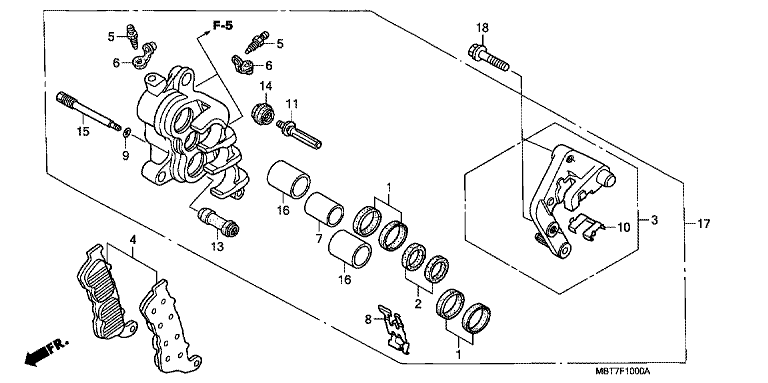 FRONT BRAKE CALIPER (R.) (XL1000V)