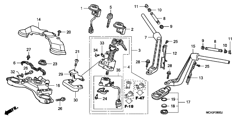 HANDLE BAR/TOP BRIDGE (GL1800A1/A2/A3/A4)