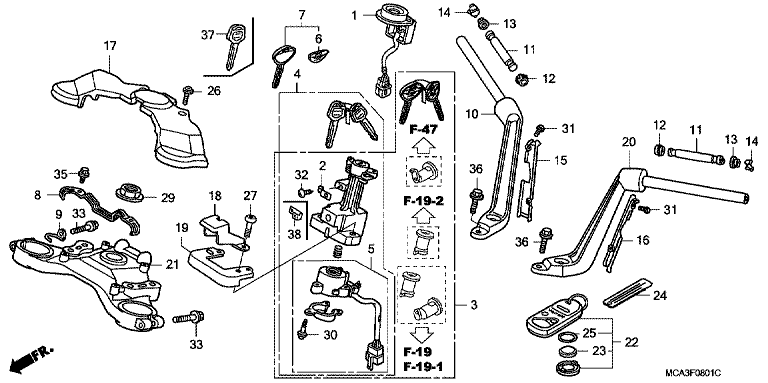 HANDLE BAR/TOP BRIDGE (GL1800A5) (GL18006/7/8)