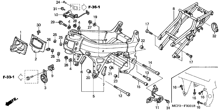 FRAME BODY (VTR1000SP2/3/4/5/6)