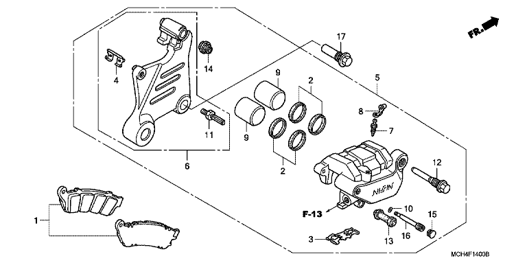 REAR BRAKE CALIPER ('02-'04)