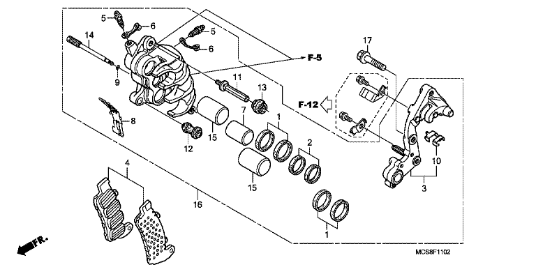 R. FRONT BRAKE CALIPER (ST1300PA9/B/C/D/E/F/PAWC)