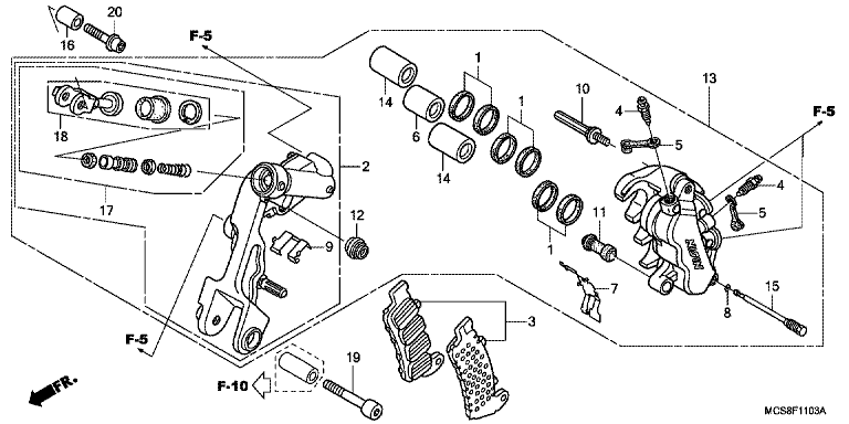 L. FRONT BRAKE CALIPER (ST1300PA9/B/C/D/E/F/PAWC)
