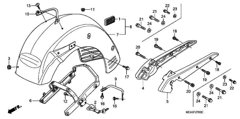 REAR FENDER/GRAB RAIL