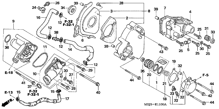 LEFT REAR COVER/WATER PUMP