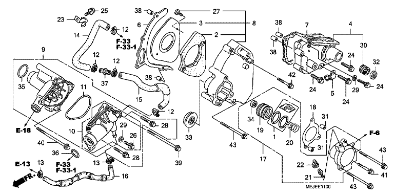 LEFT REAR COVER/WATER PUMP