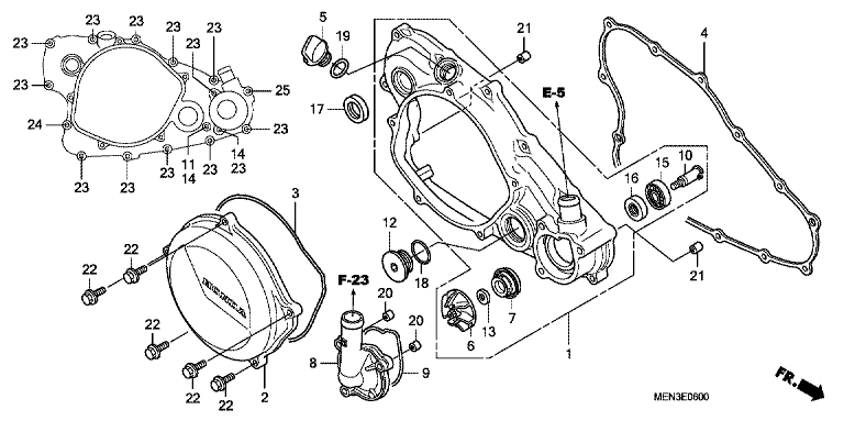 R. CRANKCASE COVER/WATERPUMP