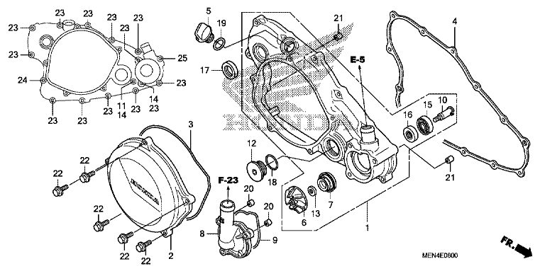 R. CRANKCASE COVER/WATERPUMP