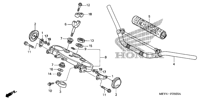 HANDLE BAR/TOP BRIDGE (CRF450X'05,'06,'07)