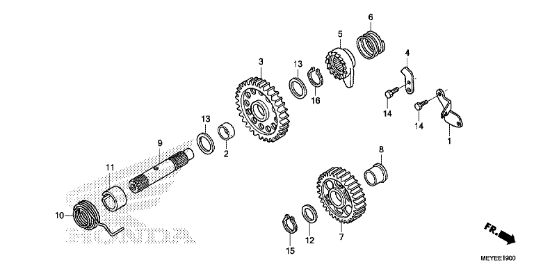 KICK STARTER SPINDLE